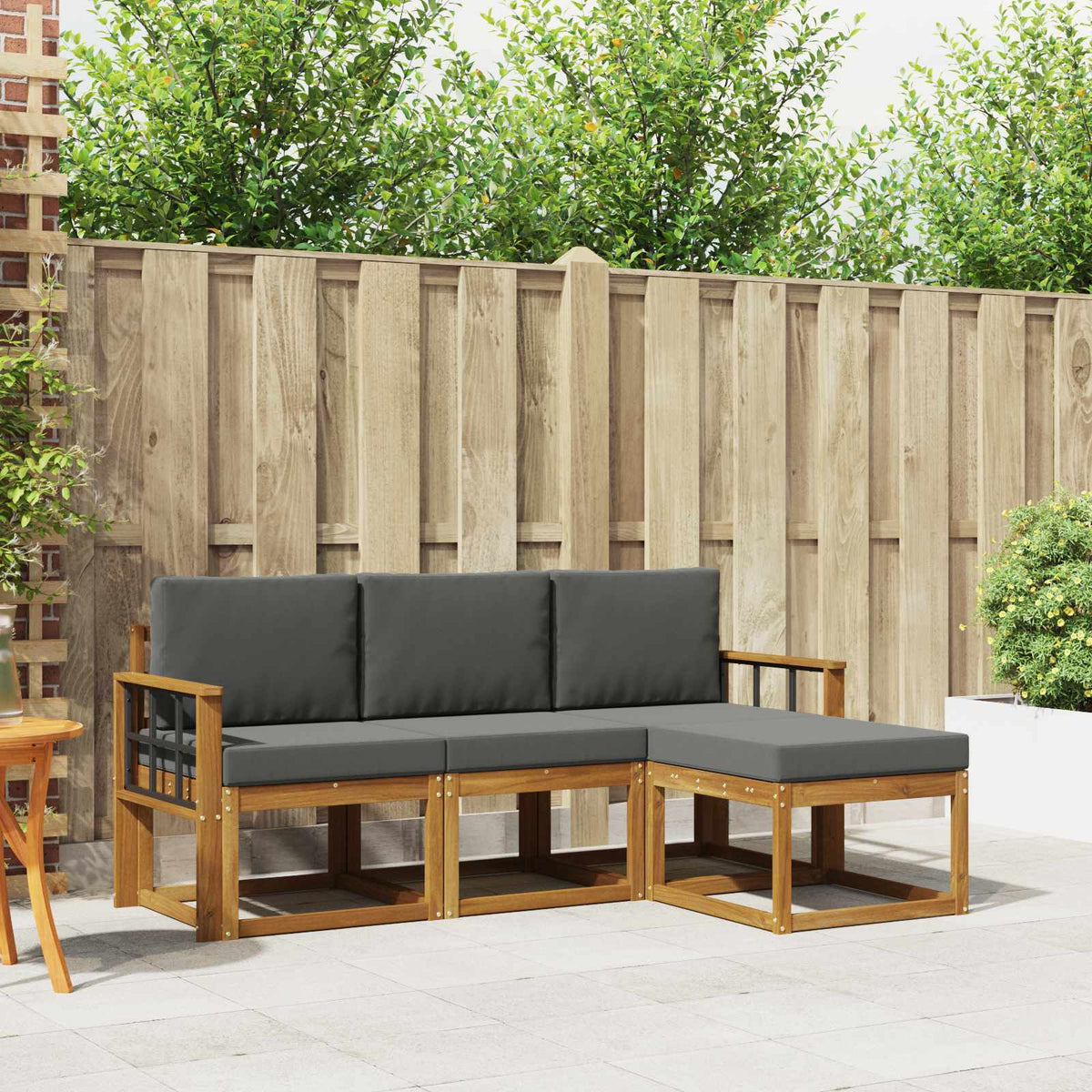 Buiten bankenset met kussen 4 pcs Natuurlijk en Antraciet is nu te koop bij PeponiXL, paradijselijk wonen!