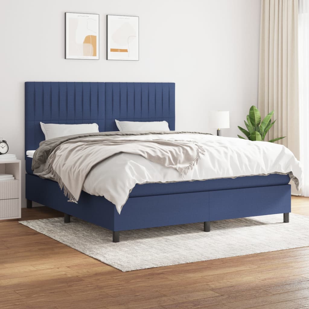 Boxspring met matras stof blauw 180x200 cm is nu te koop bij PeponiXL, paradijselijk wonen!
