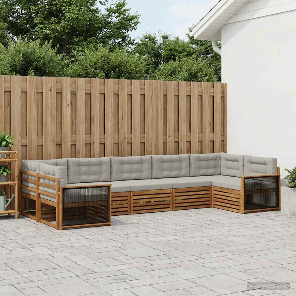 Buiten bankenset met kussen 7 pcs Naturel en lichtgrijs is nu te koop bij PeponiXL, paradijselijk wonen!