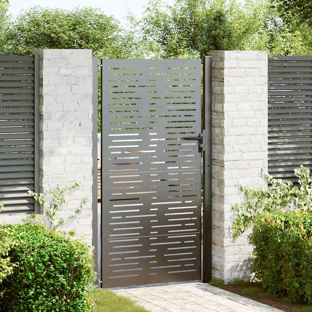 Tuinpoort met slot Zwart 110 x 205 cm Gepoedercoat staal is nu te koop bij PeponiXL, paradijselijk wonen!