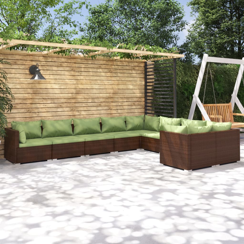 9-delige Loungeset met kussens poly rattan bruin is nu te koop bij PeponiXL, paradijselijk wonen!