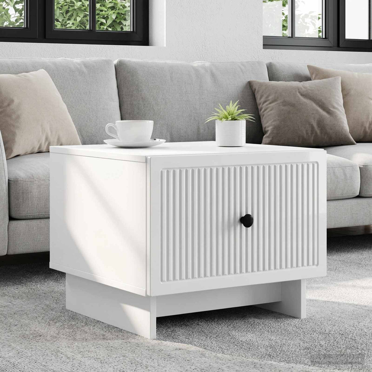 Salontafel met lade Hoogglans Wit 49 x 50 x 40 cm Bewerkt hout is nu te koop bij PeponiXL, paradijselijk wonen!