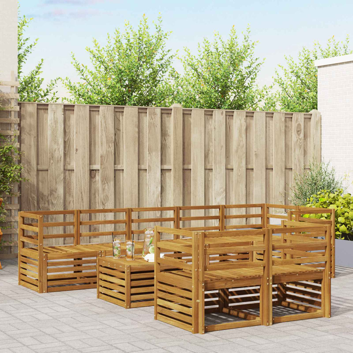 Sofa-Sets 9 pcs Naturel Massief Acaciahout is nu te koop bij PeponiXL, paradijselijk wonen!