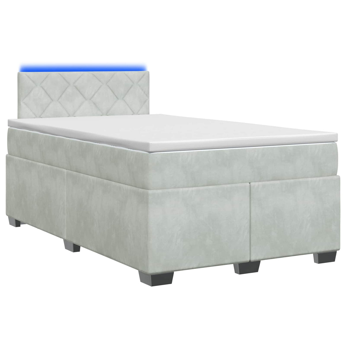 Boxspring Bed met Matras en LED Lichtgrijs 120 x 200 cm fluweel is nu te koop bij PeponiXL, paradijselijk wonen!