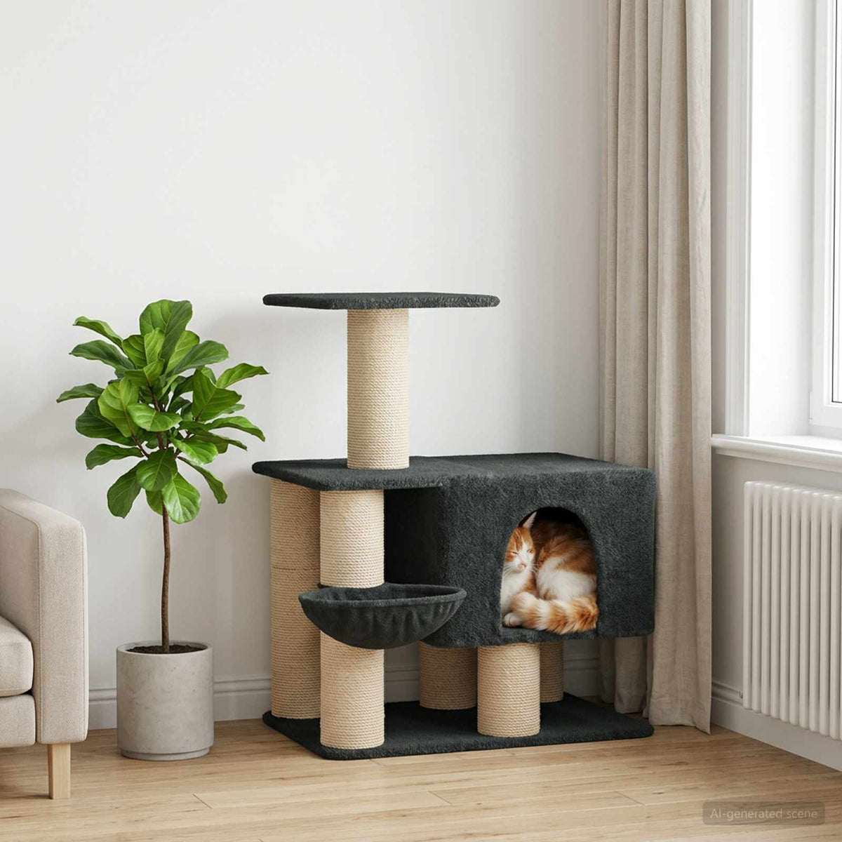Kattenboom met sisal krabpalen Donkergrijs 96 cm is nu te koop bij PeponiXL, paradijselijk wonen!