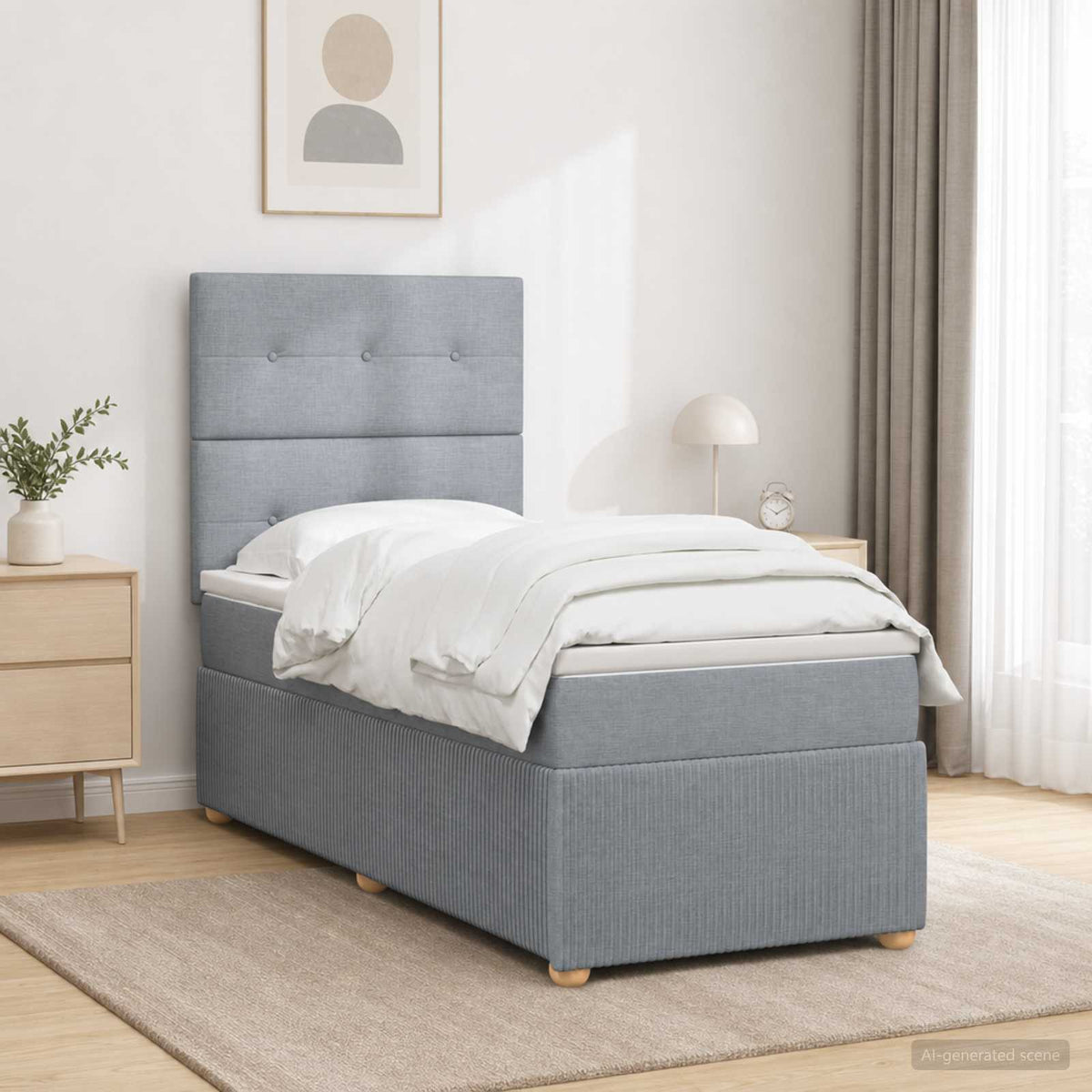 Boxspringbed met matras Lichtgrijs 80 x 200 cm Stof is nu te koop bij PeponiXL, paradijselijk wonen!