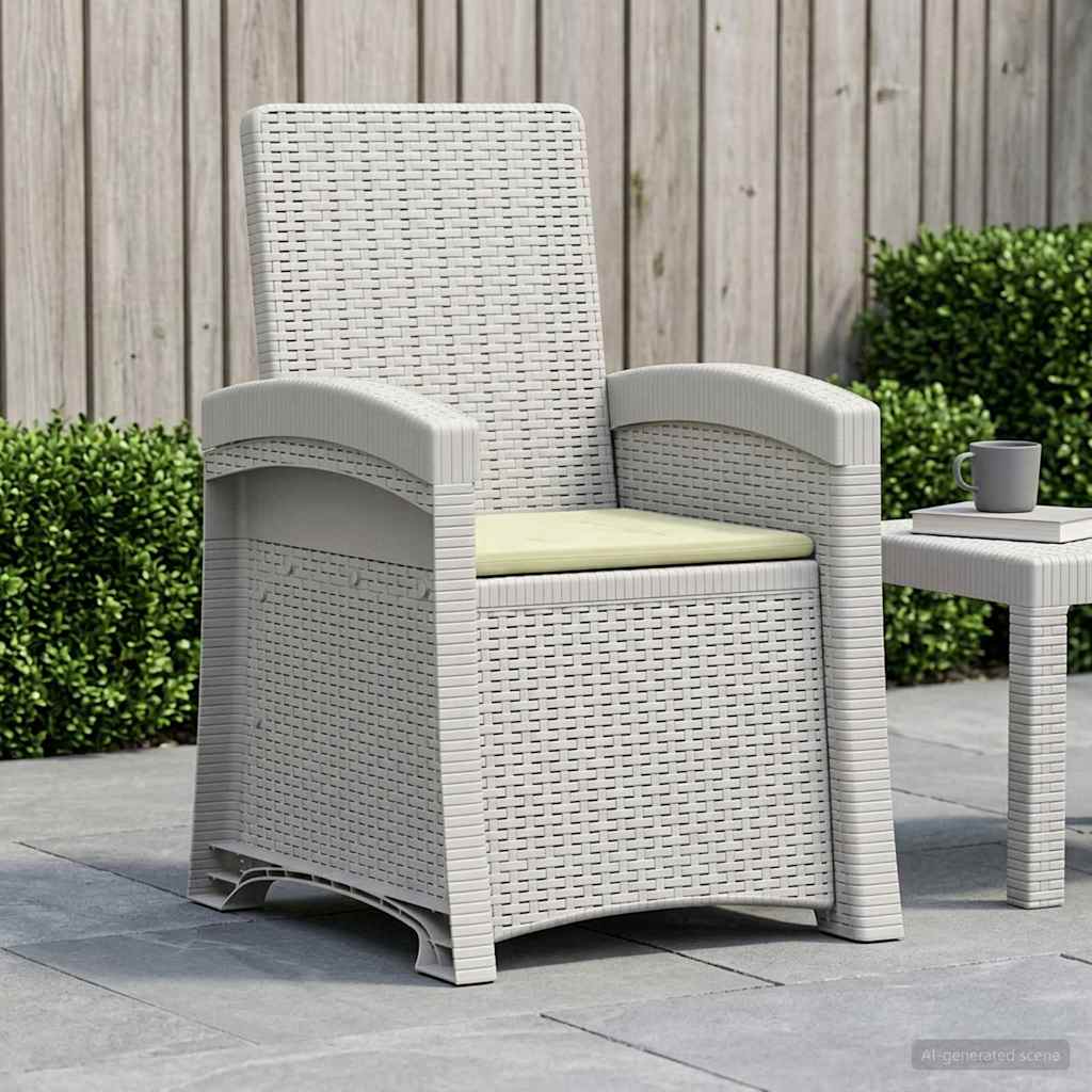 Ligstoel in rietenlook Wit en crèmekleurig PP is nu te koop bij PeponiXL, paradijselijk wonen!