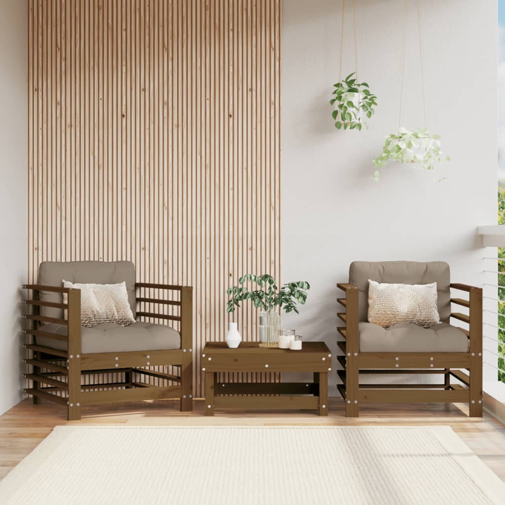 Tuinstoelen 2 st met kussens massief grenenhout honingbruin is nu te koop bij PeponiXL, paradijselijk wonen!