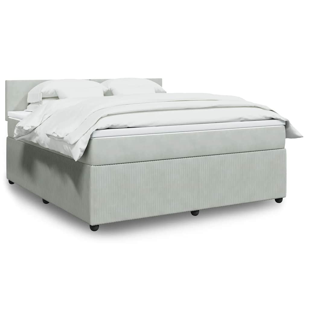 Boxspring met matras fluweel lichtgrijs 180x200 cm is nu te koop bij PeponiXL, paradijselijk wonen!