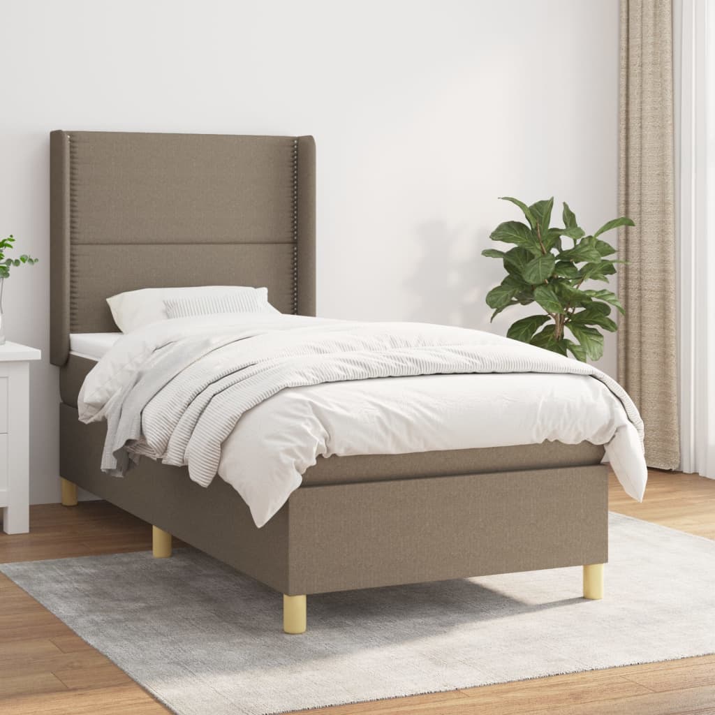 Boxspring met matras stof taupe 100x200 cm is nu te koop bij PeponiXL, paradijselijk wonen!