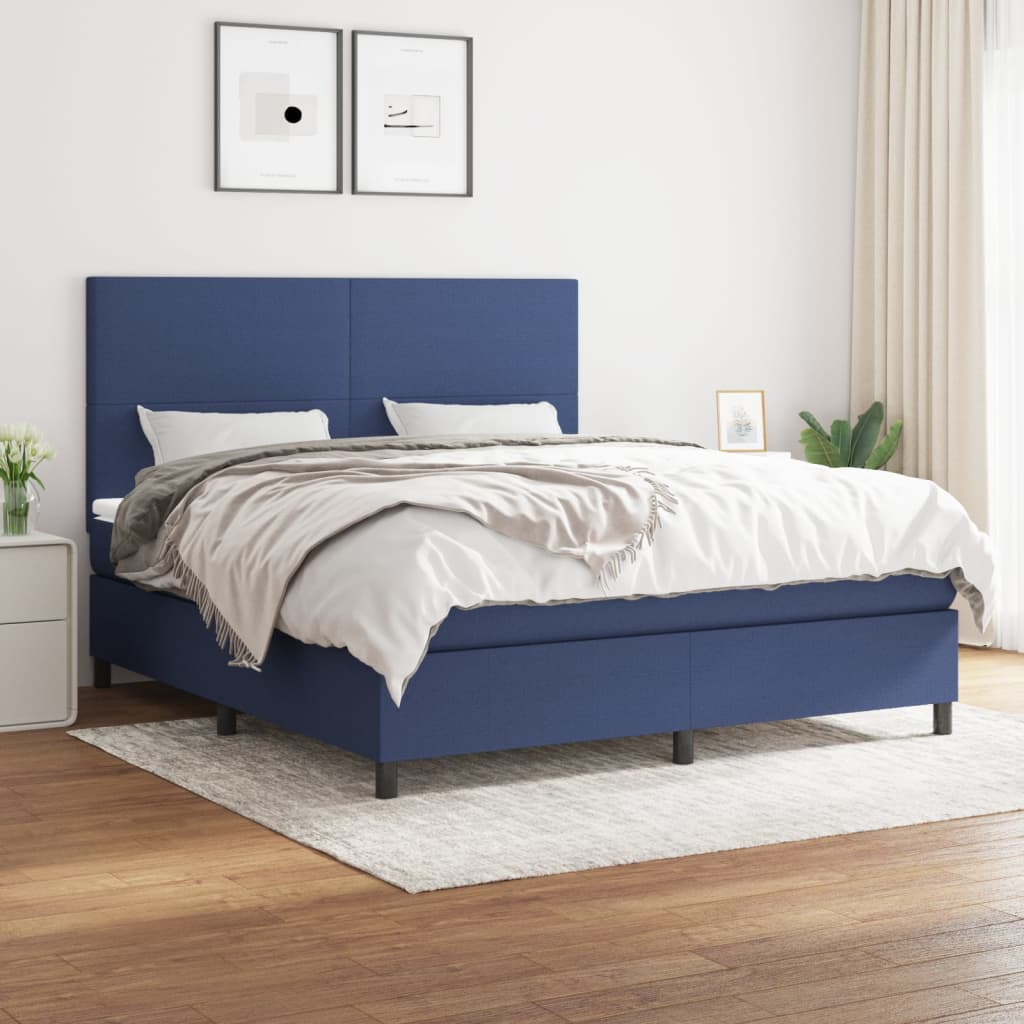 Boxspring met matras stof blauw 160x200 cm is nu te koop bij PeponiXL, paradijselijk wonen!