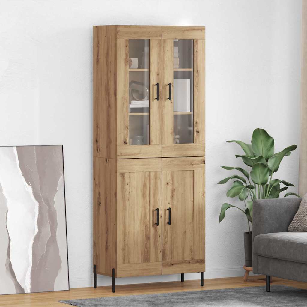 Highboard Artisan Eiken 69,5 x 34 x 180 cm Bewerkt hout is nu te koop bij PeponiXL, paradijselijk wonen!