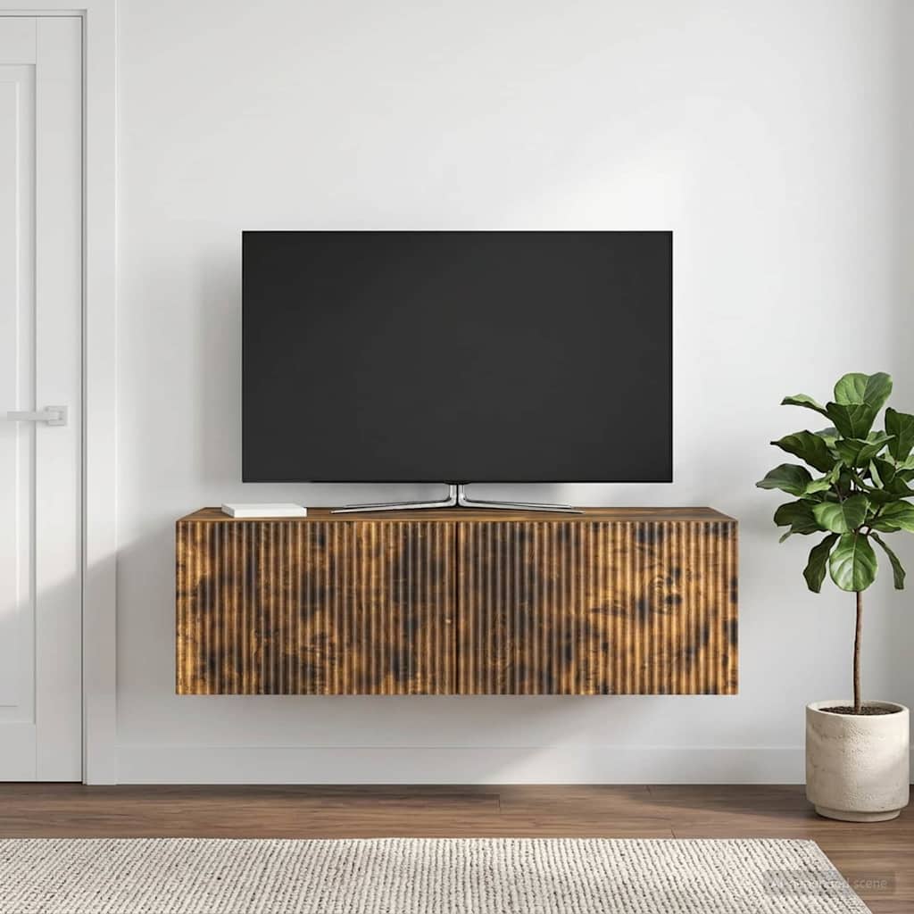 Wandbeugel TV-kast Gerookt eiken 98 x 41 x 30 cm Bewerkt hout is nu te koop bij PeponiXL, paradijselijk wonen!