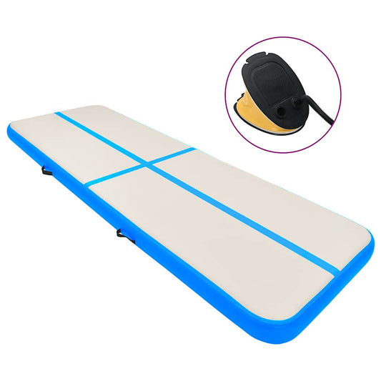 Gymnastiekmat met pomp opblaasbaar 800x100x20 cm PVC blauw is nu te koop bij PeponiXL, paradijselijk wonen!
