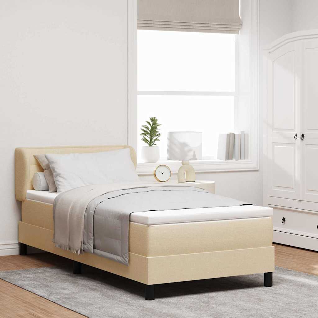 Boxspringbed met matras met hoofdeinde Crème 80 x 200 cm Stof is nu te koop bij PeponiXL, paradijselijk wonen!