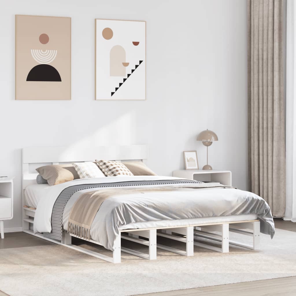Bedframe zonder matras massief grenenhout wit 140x190 cm is nu te koop bij PeponiXL, paradijselijk wonen!