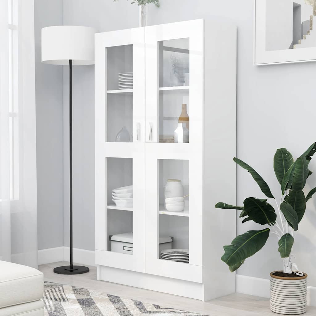 Vitrinekast 82,5x30,5x150 cm bewerkt hout wit is nu te koop bij PeponiXL, paradijselijk wonen!