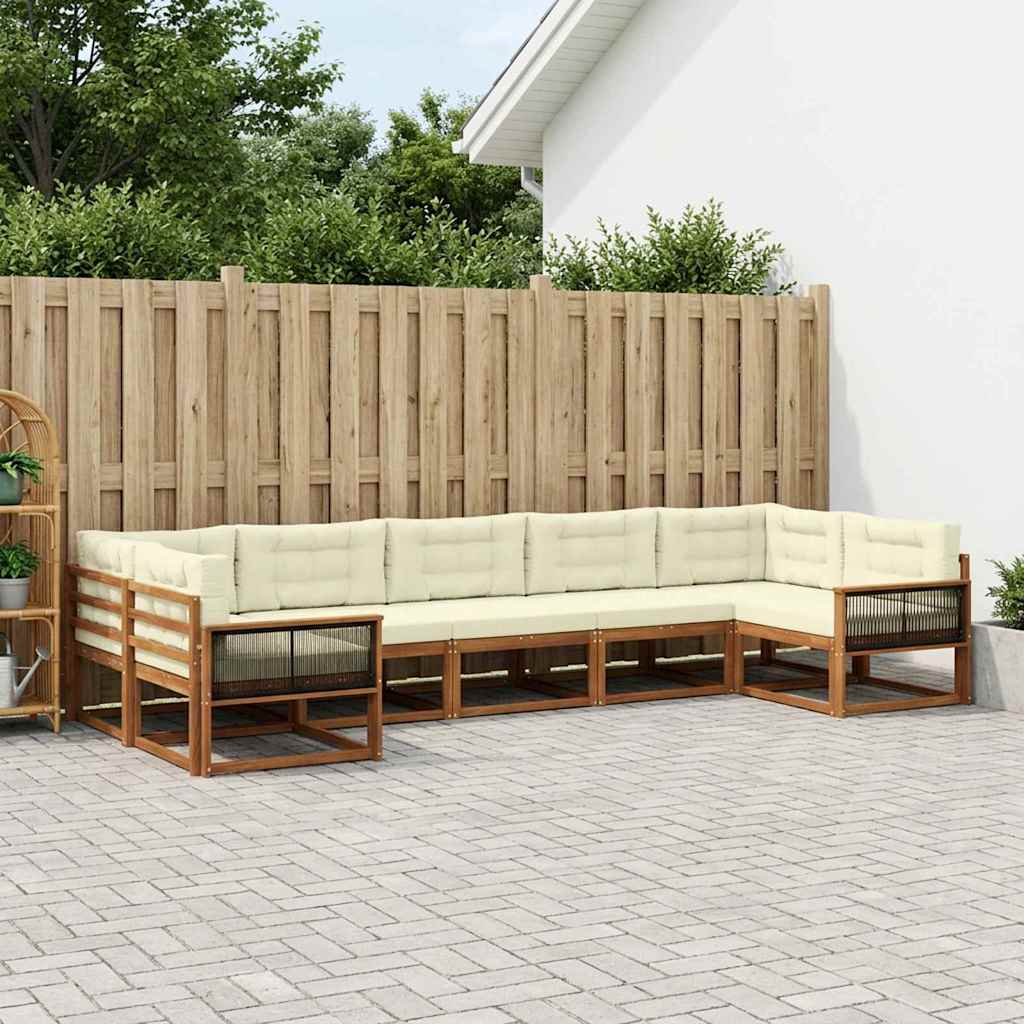 Buiten bankenset met kussen 7 pcs Natuurlijk en Crème is nu te koop bij PeponiXL, paradijselijk wonen!