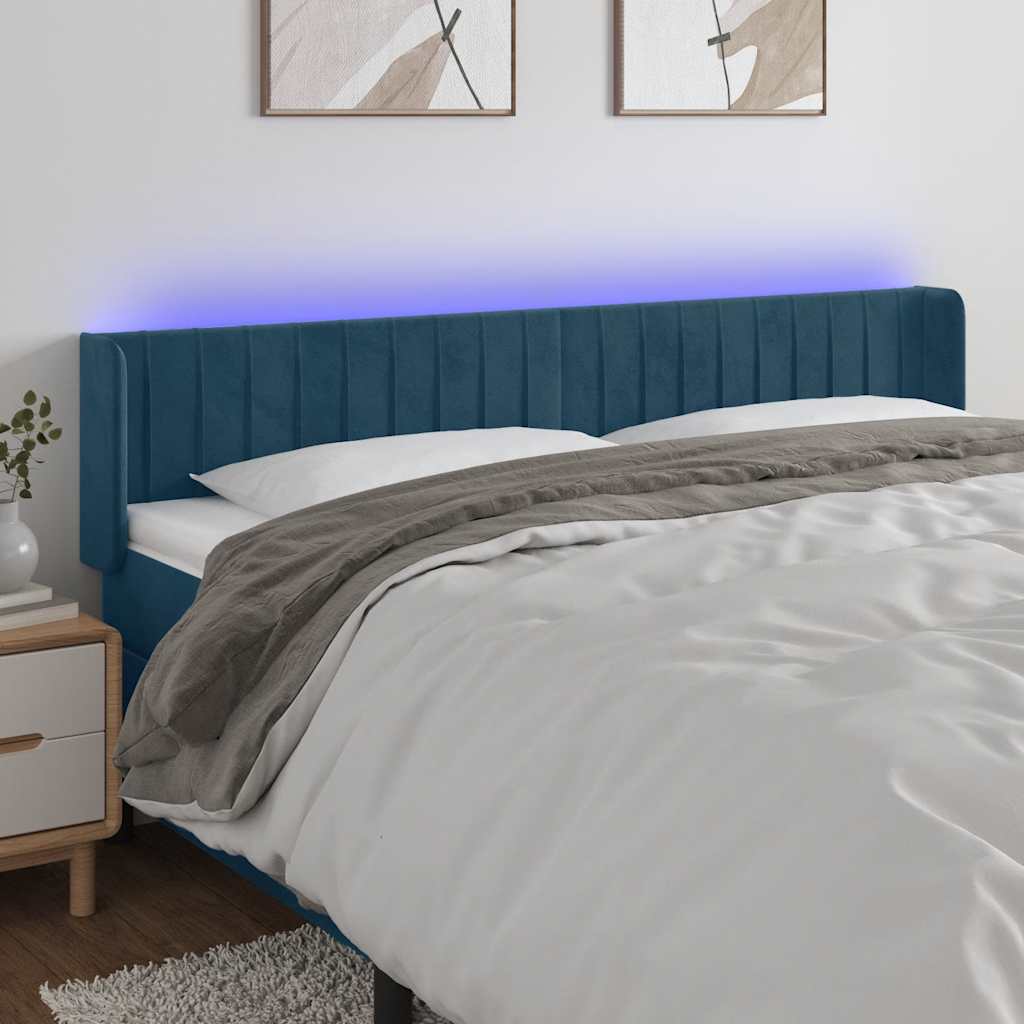 Hoofdbord LED 203x16x78/88 cm fluweel donkerblauw is nu te koop bij PeponiXL, paradijselijk wonen!