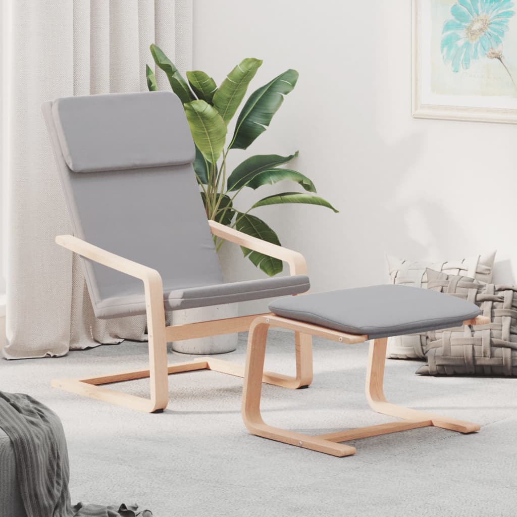 Relaxstoel met voetenbankje stof lichtgrijs is nu te koop bij PeponiXL, paradijselijk wonen!