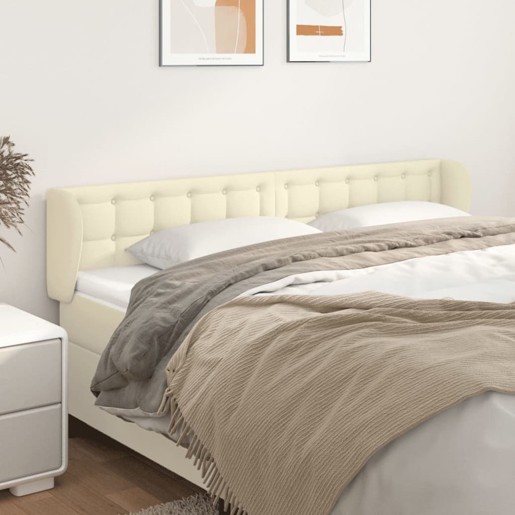 Hoofdbord met randen 203x23x78/88 cm kunstleer crèmekleurig is nu te koop bij PeponiXL, paradijselijk wonen!