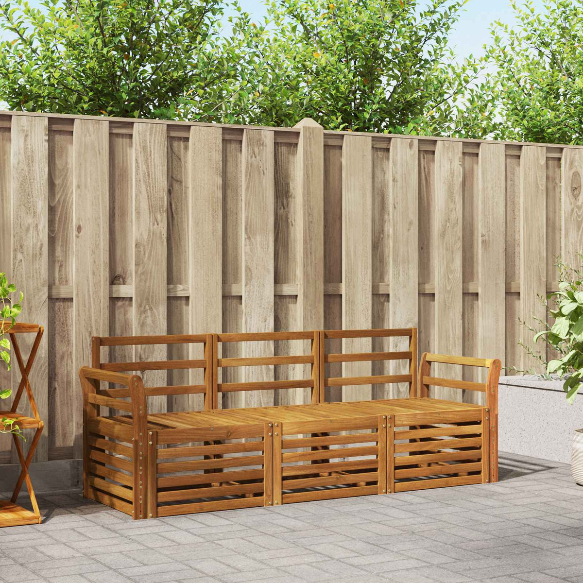 Sofa-Sets 3 pcs Naturel Massief Acaciahout is nu te koop bij PeponiXL, paradijselijk wonen!