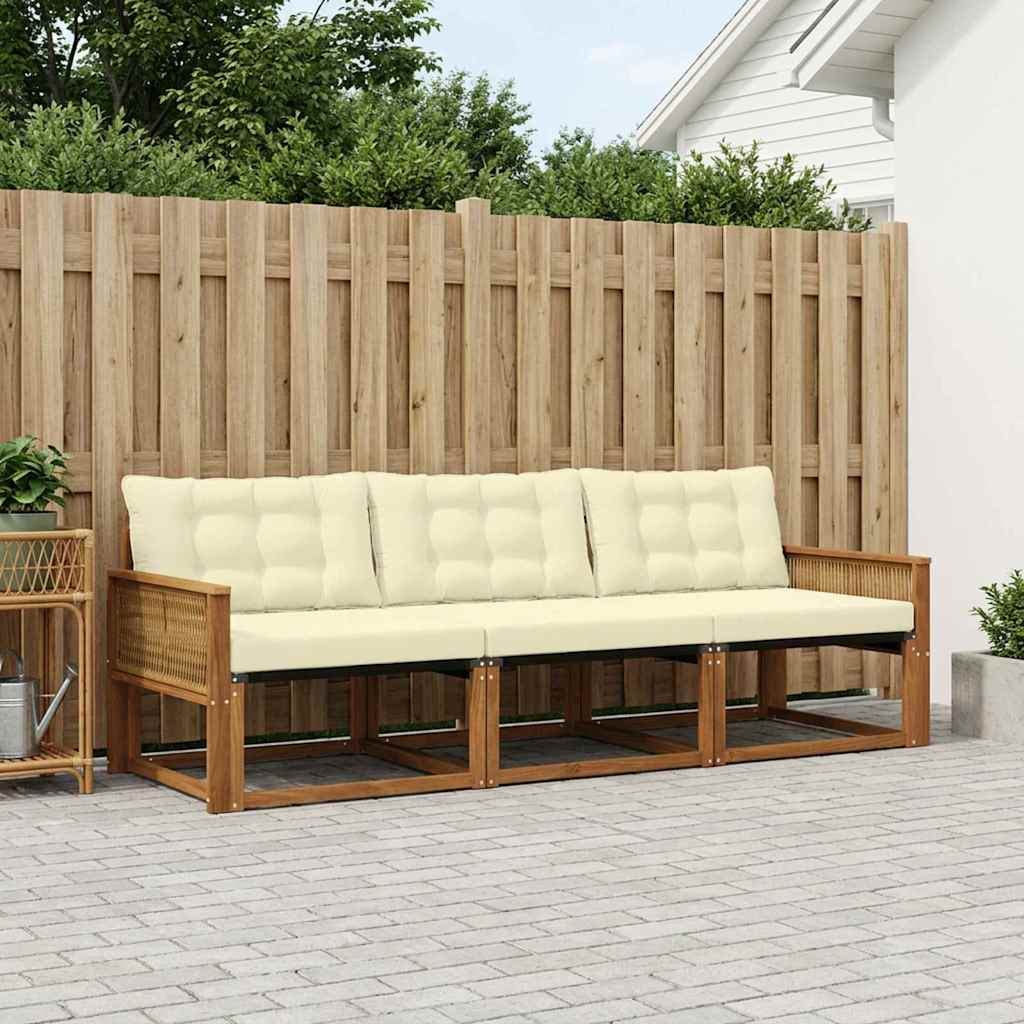 Buiten bankenset met kussen 3 pcs Natuurlijk en Crème is nu te koop bij PeponiXL, paradijselijk wonen!