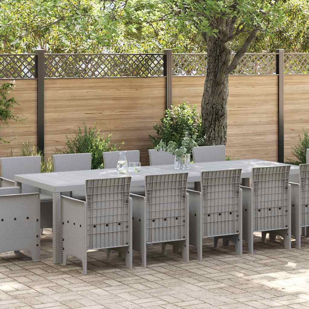Tuin Eetset 13 st Lichtgrijs Poly riet is nu te koop bij PeponiXL, paradijselijk wonen!