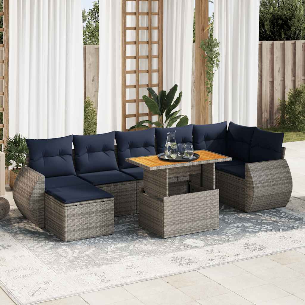 8-delige Loungeset met kussens poly rattan grijs is nu te koop bij PeponiXL, paradijselijk wonen!