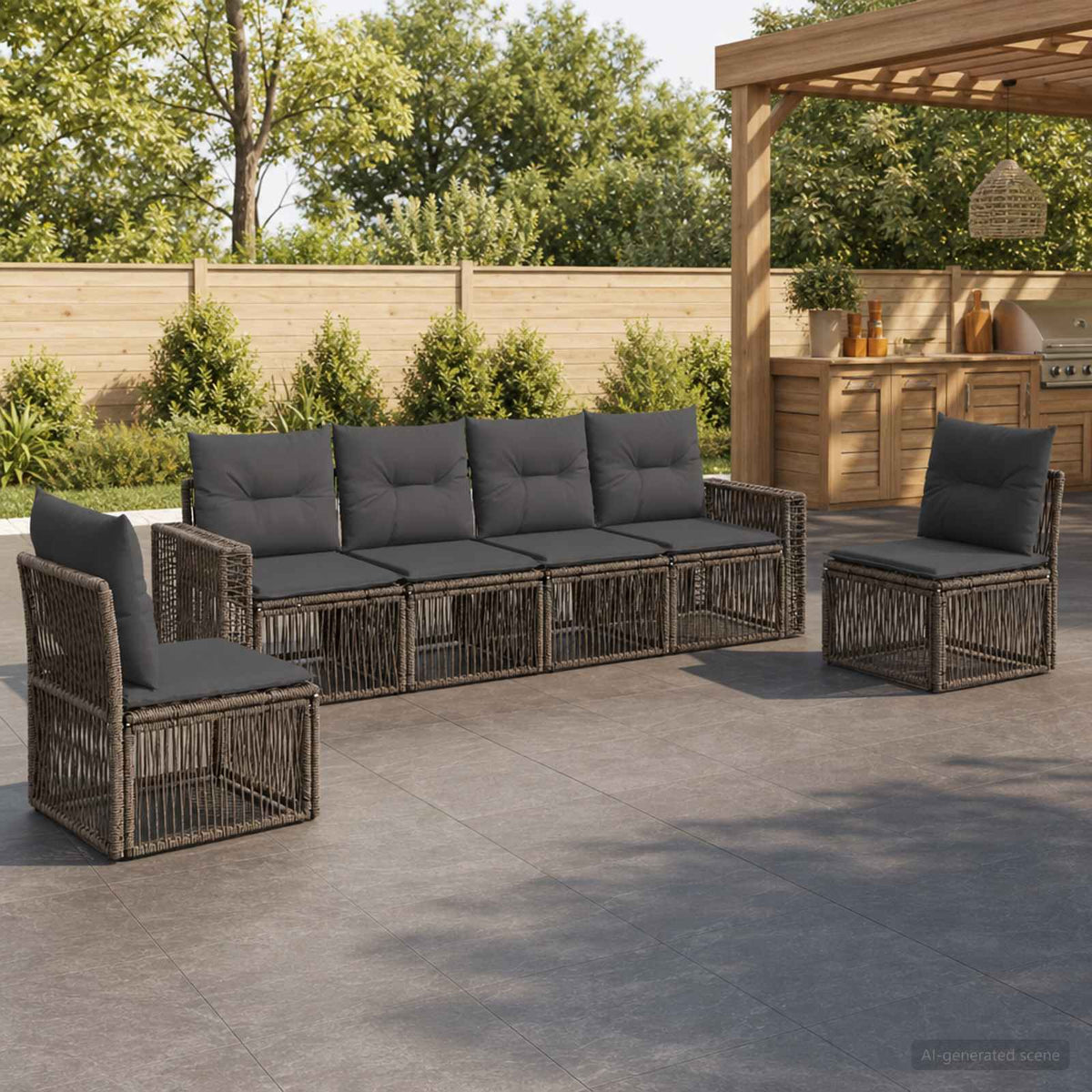 Tuinbankenset 6 pcs Grijs en Donkergrijs poly rattan is nu te koop bij PeponiXL, paradijselijk wonen!