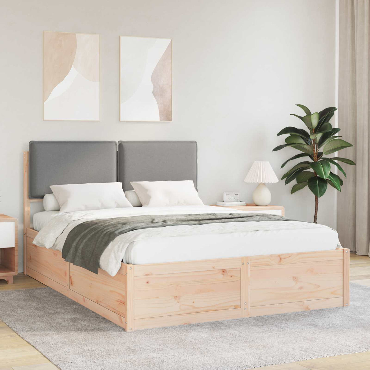 Bedframe met Gevoerd Hoofdgedeelte Lichtgrijs 140 x 190 cm is nu te koop bij PeponiXL, paradijselijk wonen!