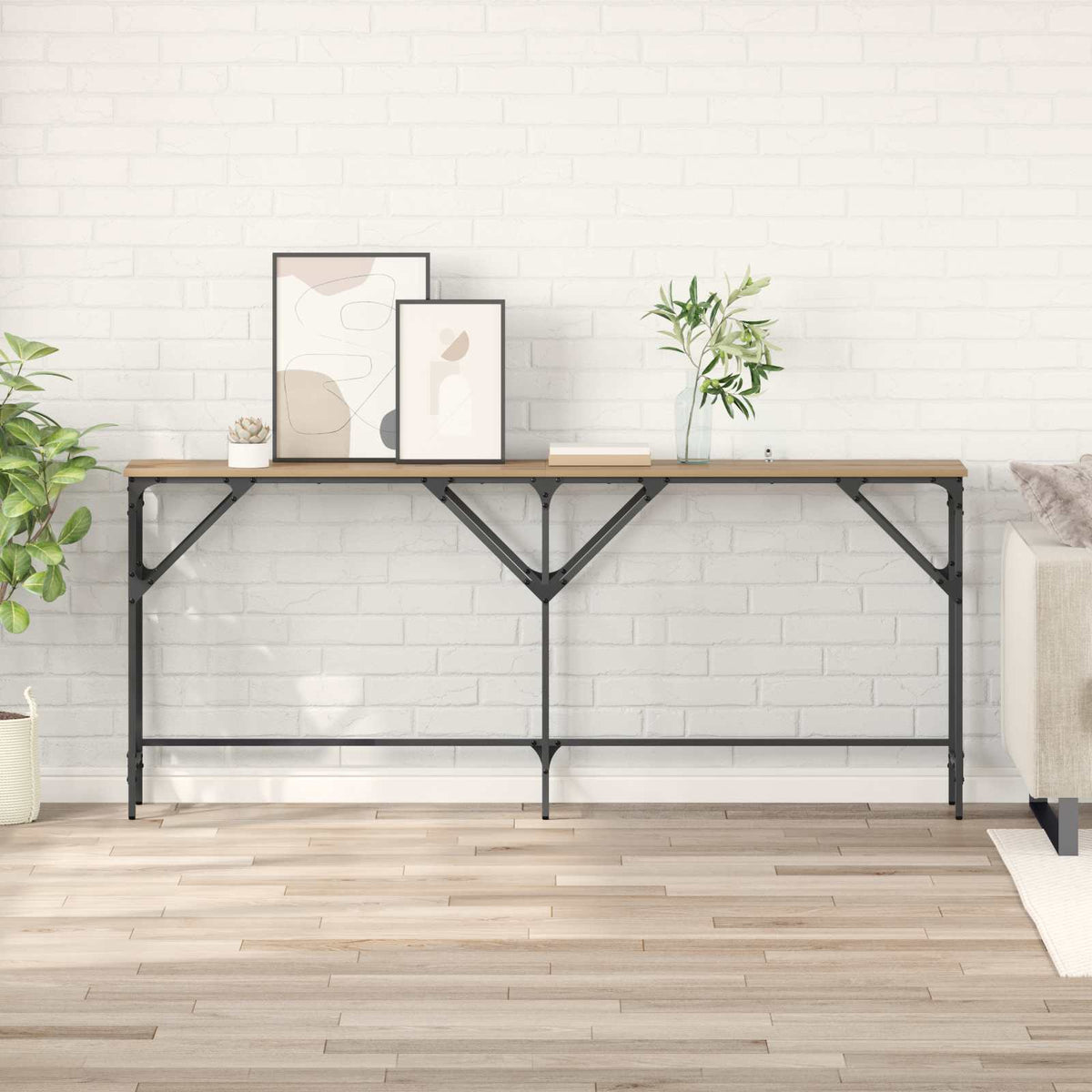 Wandtafel Artisan Eiken 180 x 30 x 75 cm Bewerkt hout is nu te koop bij PeponiXL, paradijselijk wonen!