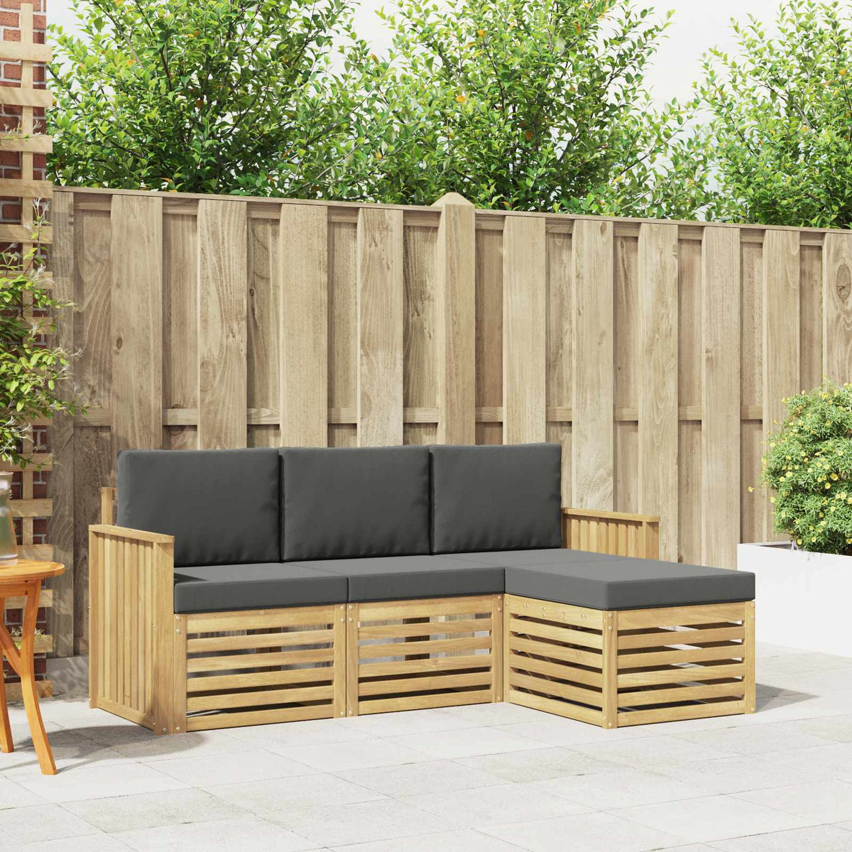 Buiten bankenset 4 pcs Wit en antracietkleurig is nu te koop bij PeponiXL, paradijselijk wonen!