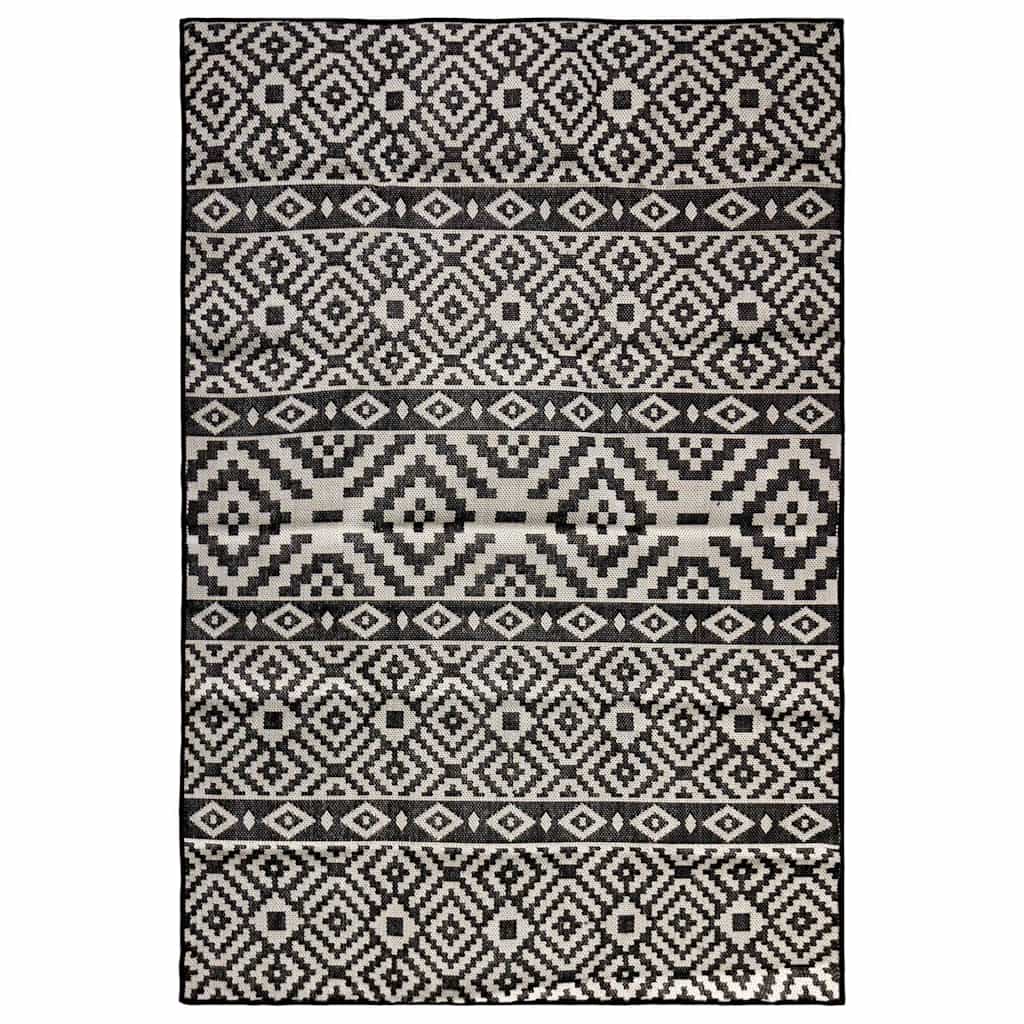 Buitenkleed met patroon platgeweven 160x230 cm zwart is nu te koop bij PeponiXL, paradijselijk wonen!
