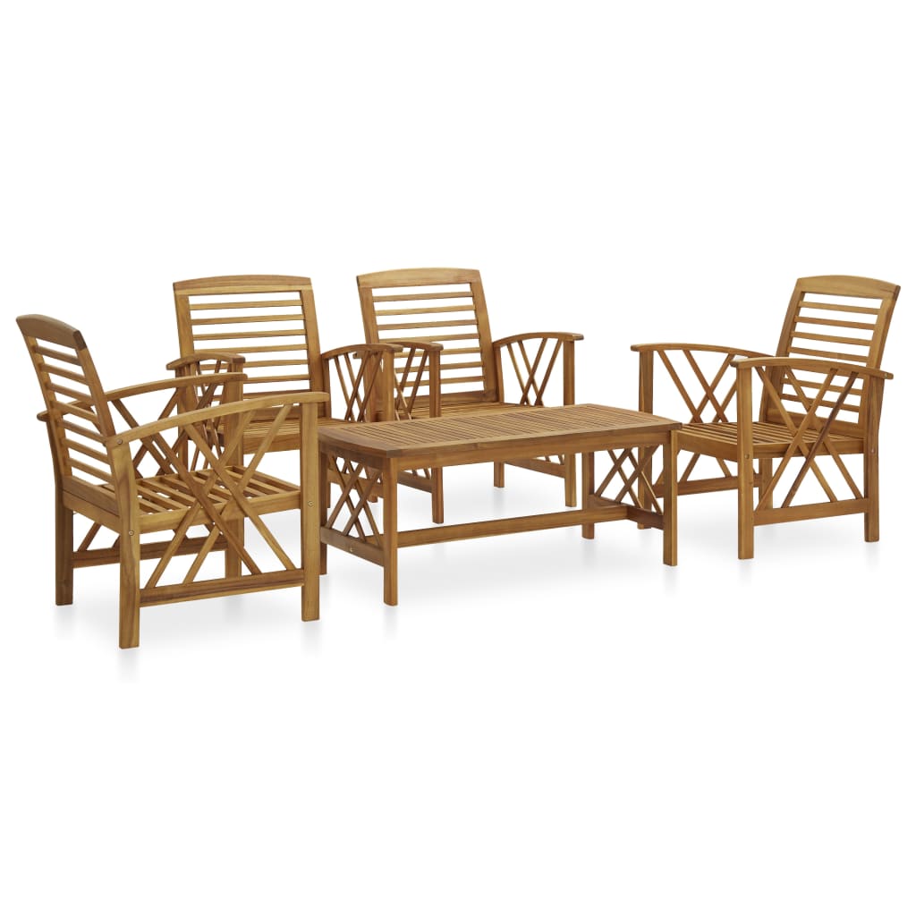 5-delige Loungeset massief acaciahout is nu te koop bij PeponiXL, paradijselijk wonen!
