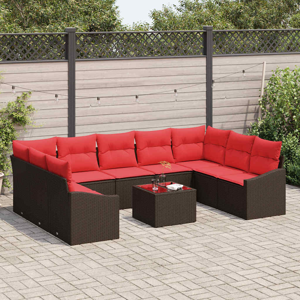Bankstel 10 st Bruin poly rattan is nu te koop bij PeponiXL, paradijselijk wonen!