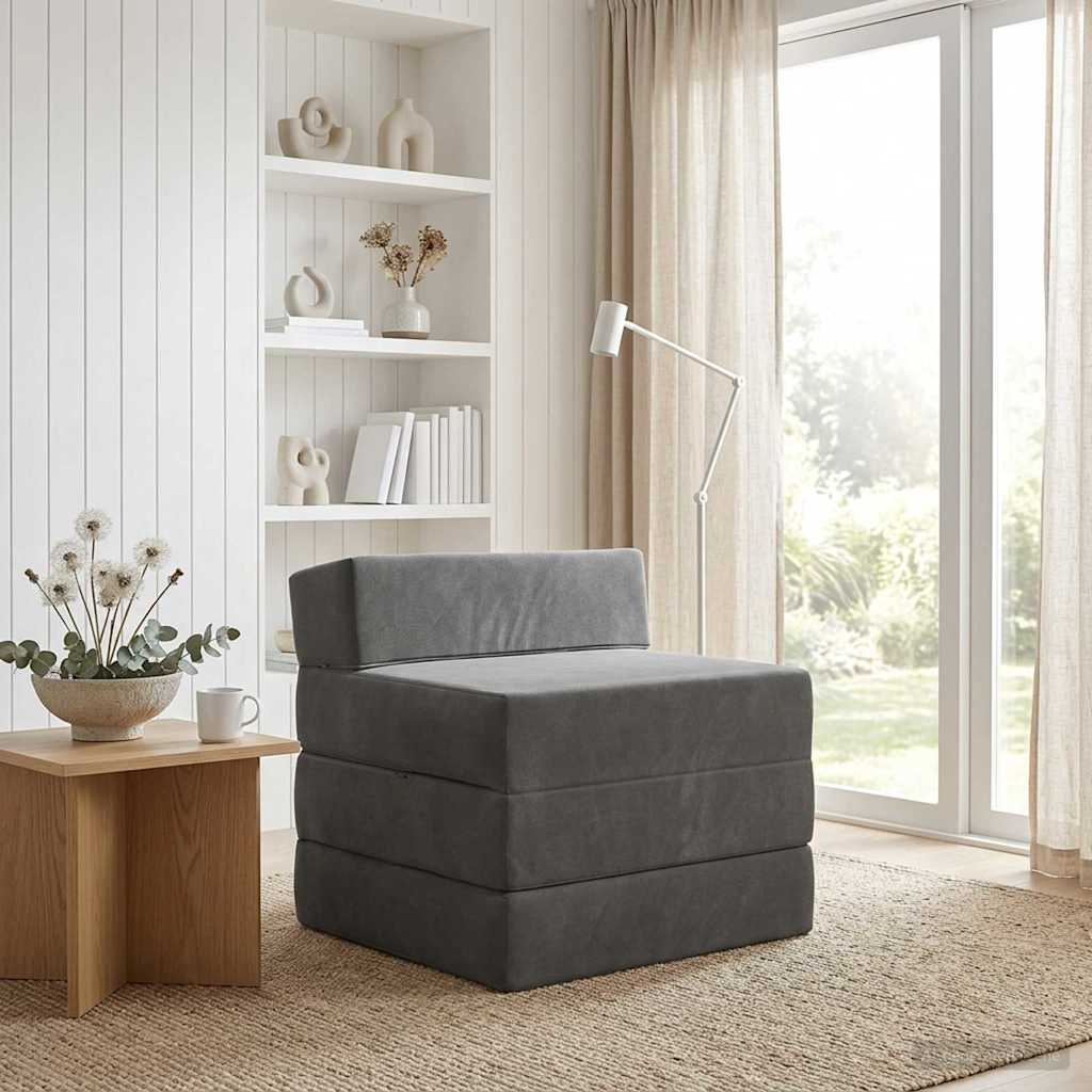 Vouwbare Bankbed Donkergrijs 200 x 70 x 15 cm Fluweel is nu te koop bij PeponiXL, paradijselijk wonen!