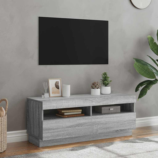 Tv-meubel met LED-verlichting 100x35x40 cm grijs sonoma eiken is nu te koop bij PeponiXL, paradijselijk wonen!