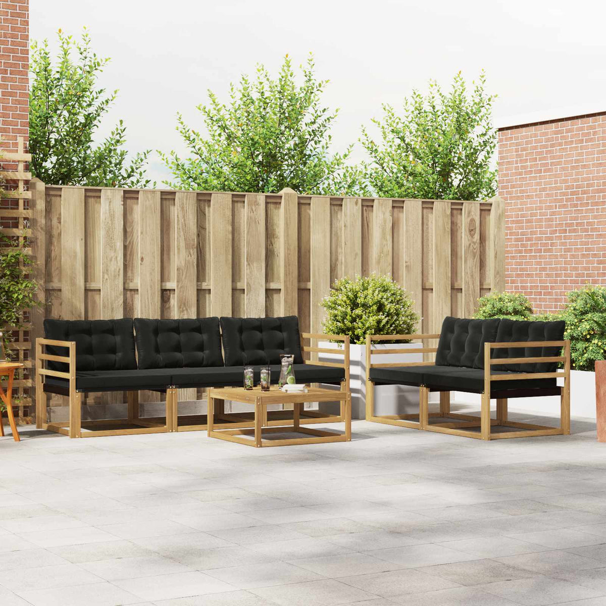 Buiten bankenset 6 pcs Wit en zwart 79 x 79 x 37 cm is nu te koop bij PeponiXL, paradijselijk wonen!