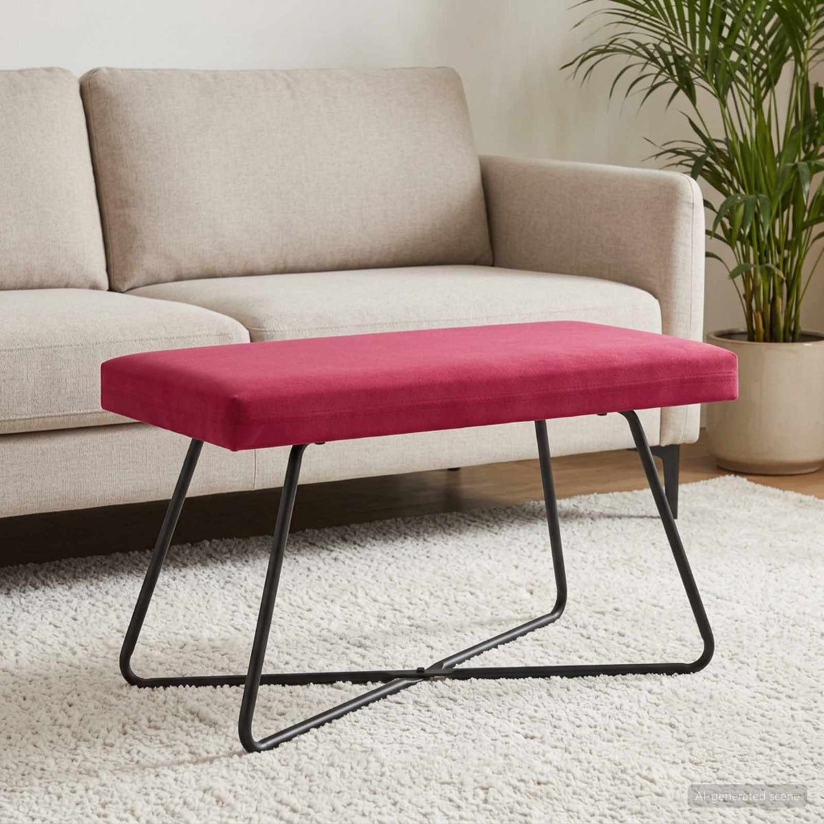 Bank Wijnrood 80 x 40 x 45 cm fluweel is nu te koop bij PeponiXL, paradijselijk wonen!