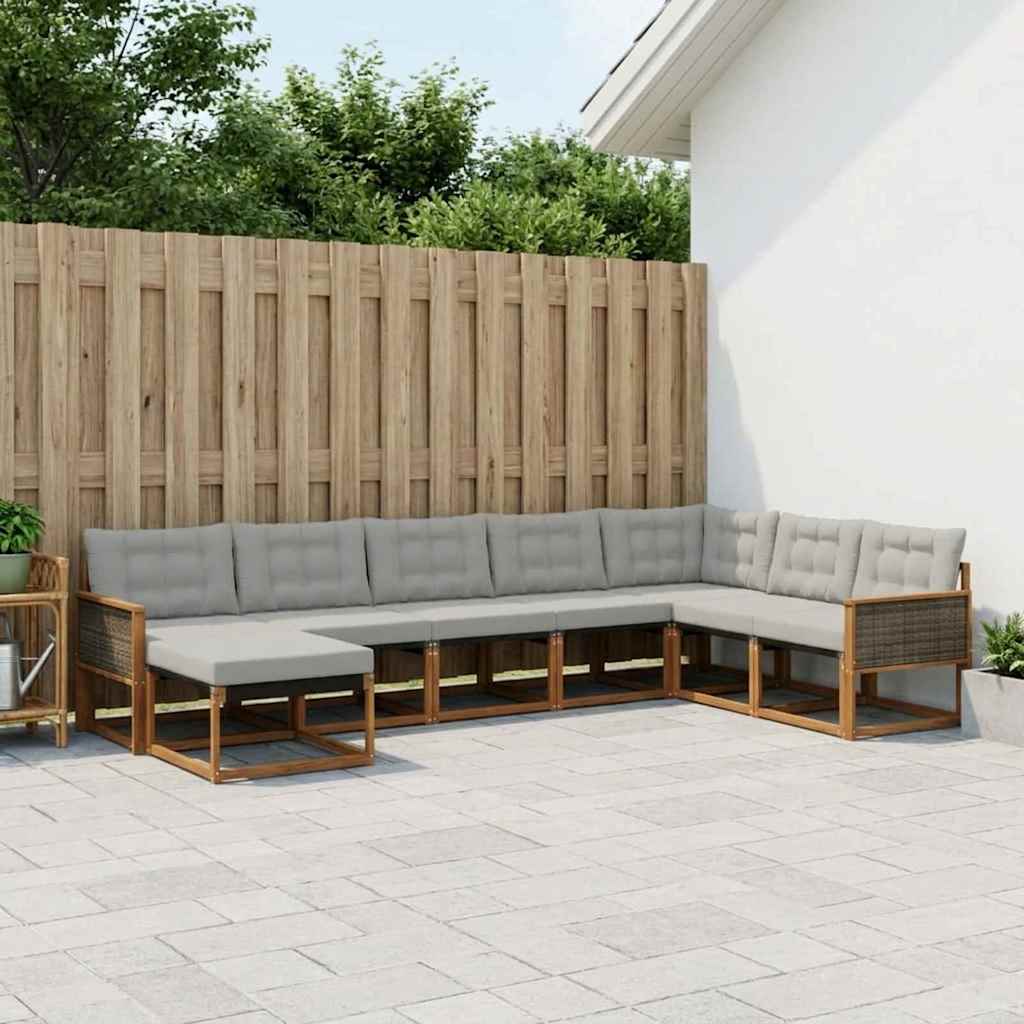 Buiten bankenset met kussen 8 pcs Naturel en lichtgrijs is nu te koop bij PeponiXL, paradijselijk wonen!
