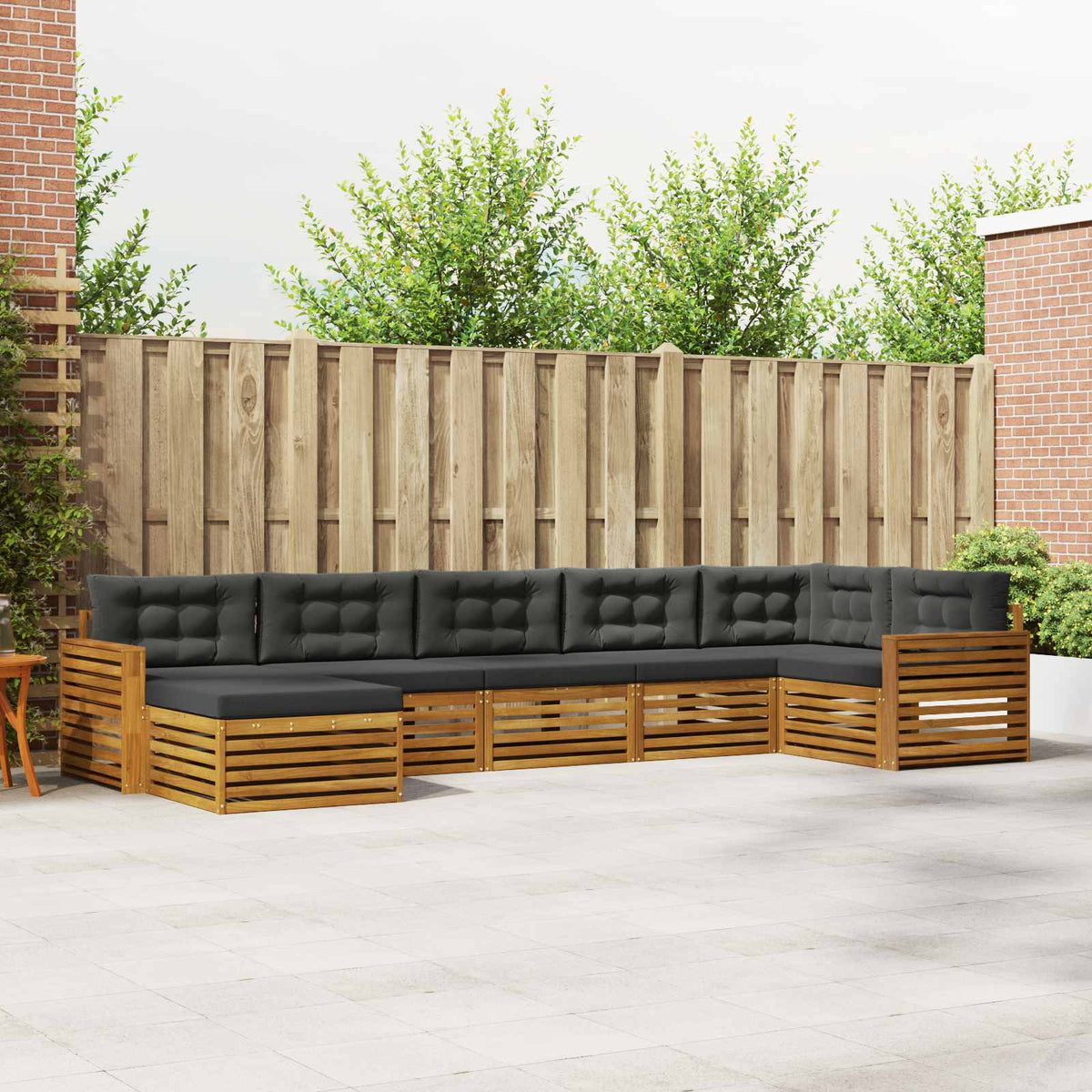 Buiten bankenset met kussen 7 pcs Natuurlijk en Antraciet is nu te koop bij PeponiXL, paradijselijk wonen!