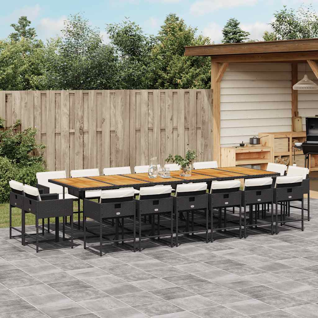 17-delige Tuinset met kussens poly rattan zwart is nu te koop bij PeponiXL, paradijselijk wonen!