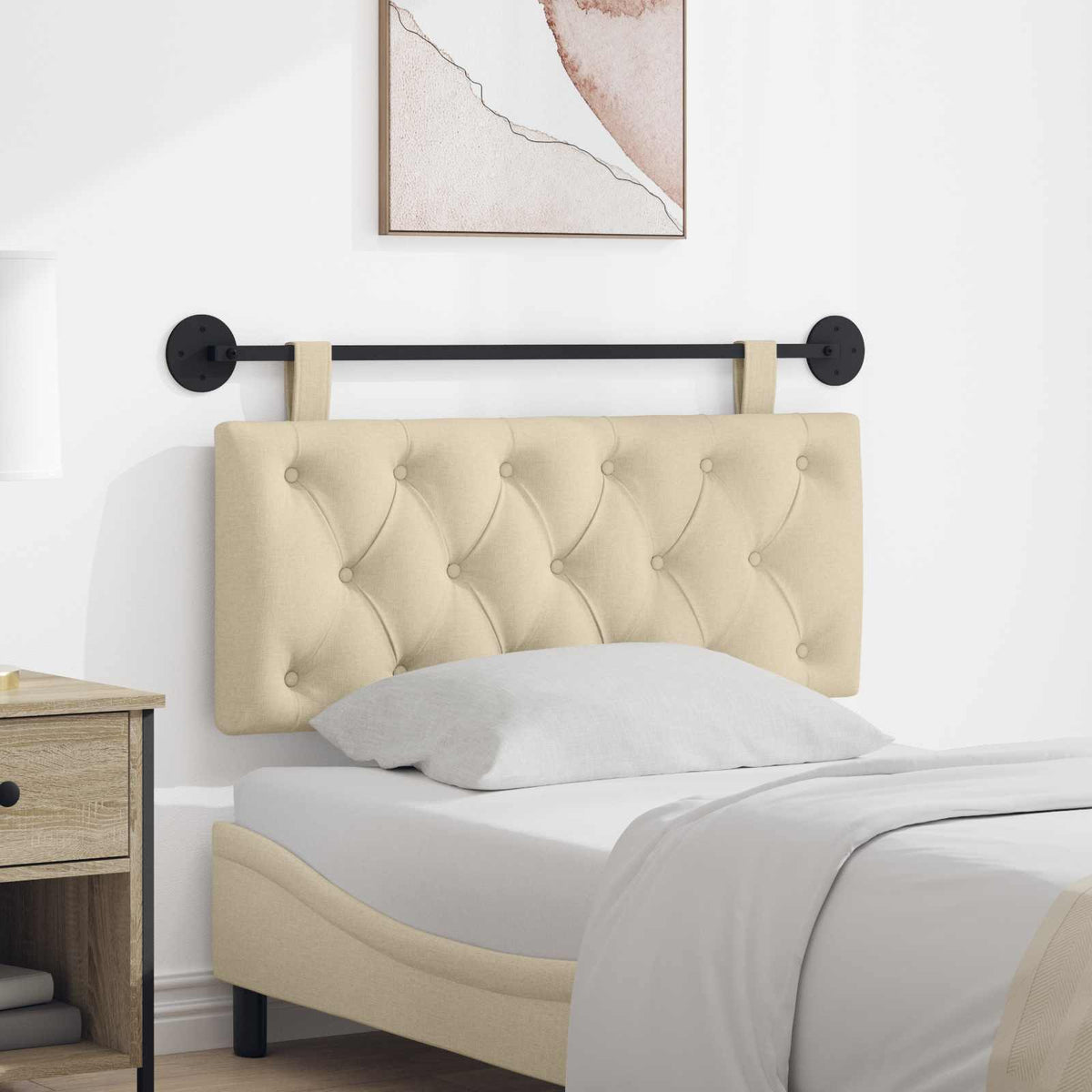 Hangend hoofdbord Crèmekleurig Stof is nu te koop bij PeponiXL, paradijselijk wonen!