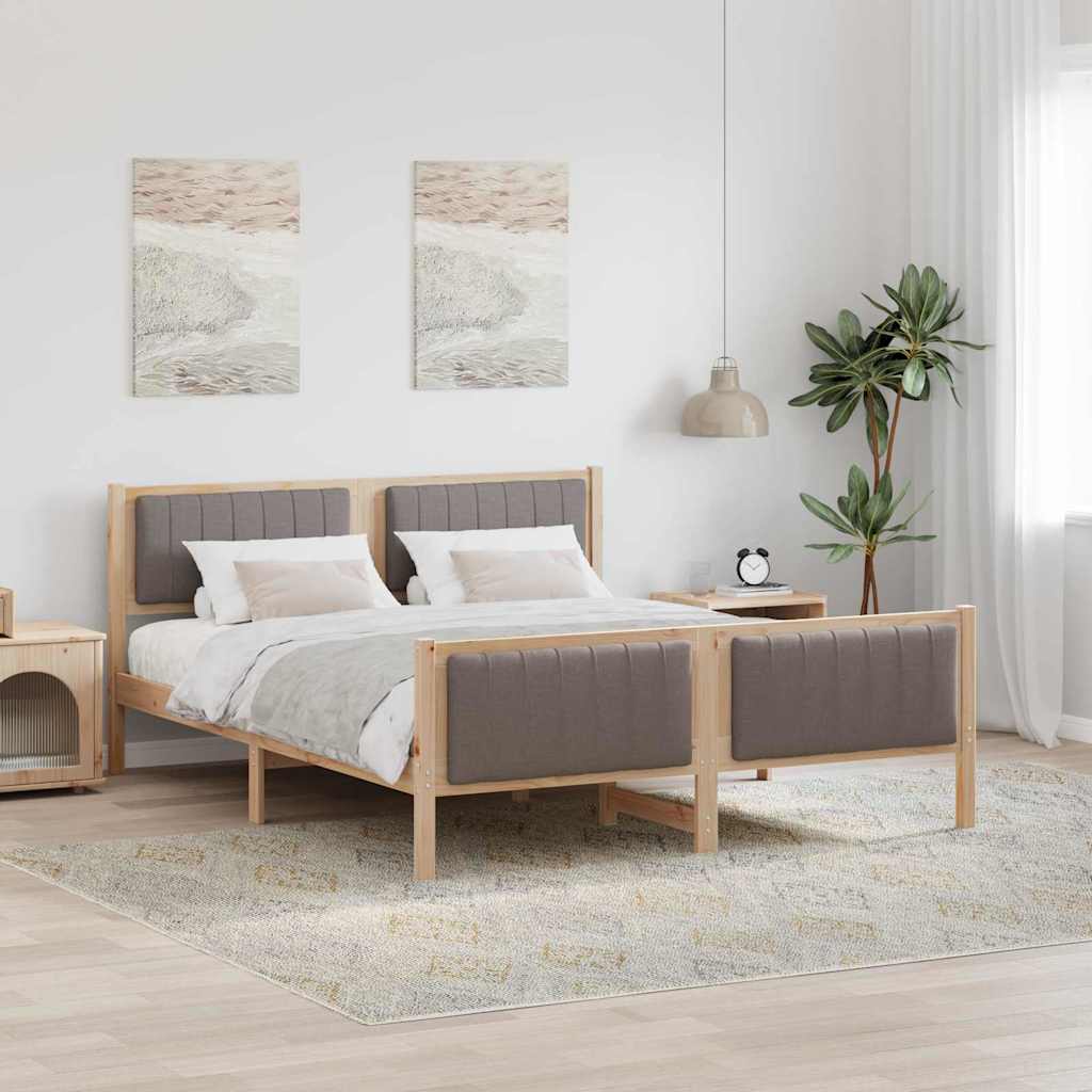 Bedframe Bruin en taupe 150 x 200 cm Massief grenenhout is nu te koop bij PeponiXL, paradijselijk wonen!