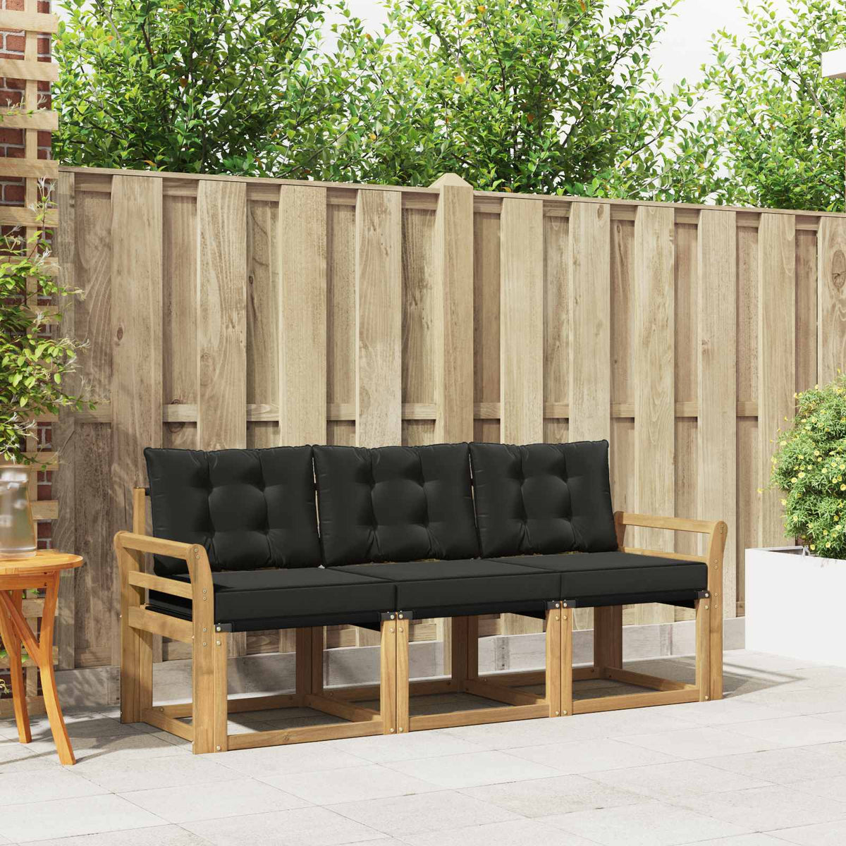 Buiten bankenset met kussen 3 pcs Wit en zwart is nu te koop bij PeponiXL, paradijselijk wonen!