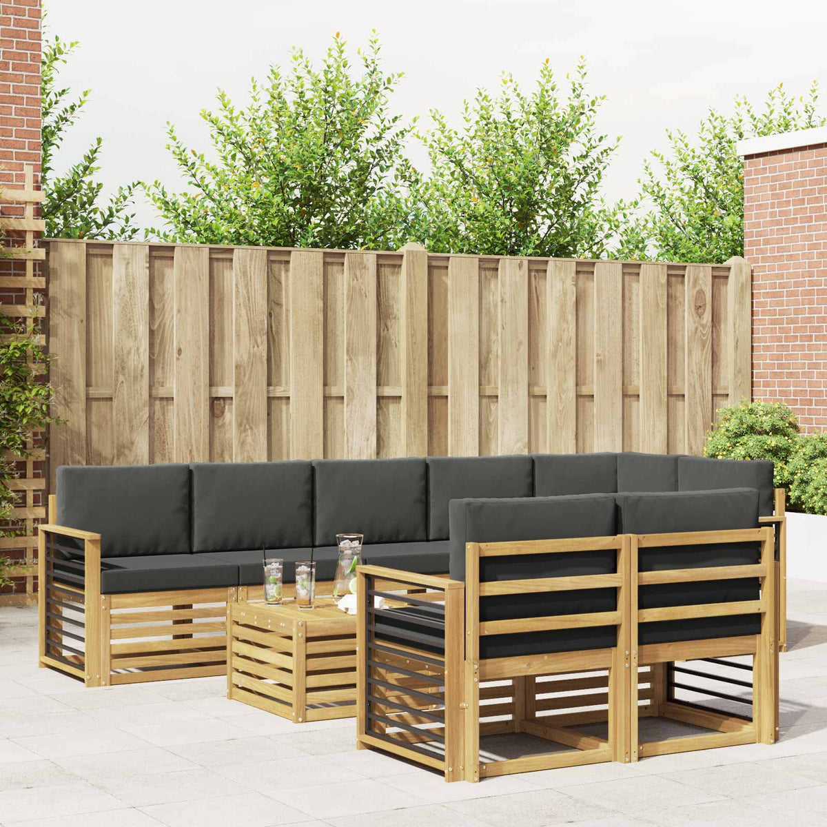 Buiten bankenset 8 pcs Wit en antracietkleurig 59 x 59 x 37 cm is nu te koop bij PeponiXL, paradijselijk wonen!