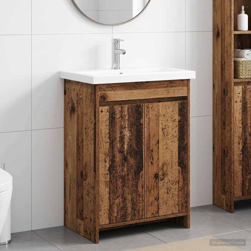 Badkamermeubelset Oud hout 61 x 40 x 84,5 cm Bewerkt hout is nu te koop bij PeponiXL, paradijselijk wonen!