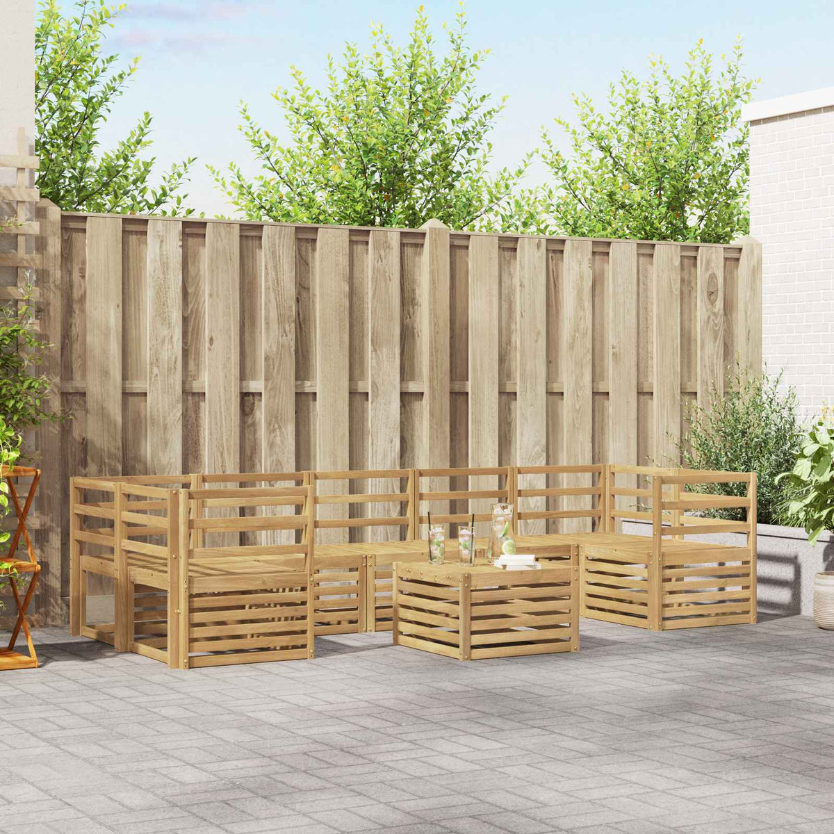 Buiten bankenset 8 pcs Wit Massief Acaciahout is nu te koop bij PeponiXL, paradijselijk wonen!