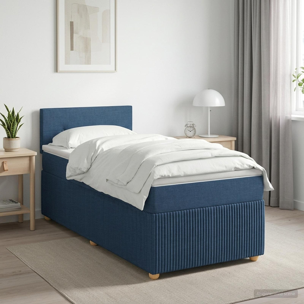 Boxspringbed met matras met hoofdeinde Blauw 90 x 190 cm Stof is nu te koop bij PeponiXL, paradijselijk wonen!